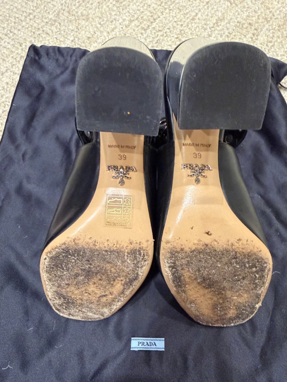 Vintage Prada Black Leather Peep-Toe Ankle Boots with Silver Eyelets - Picture 6 of 7